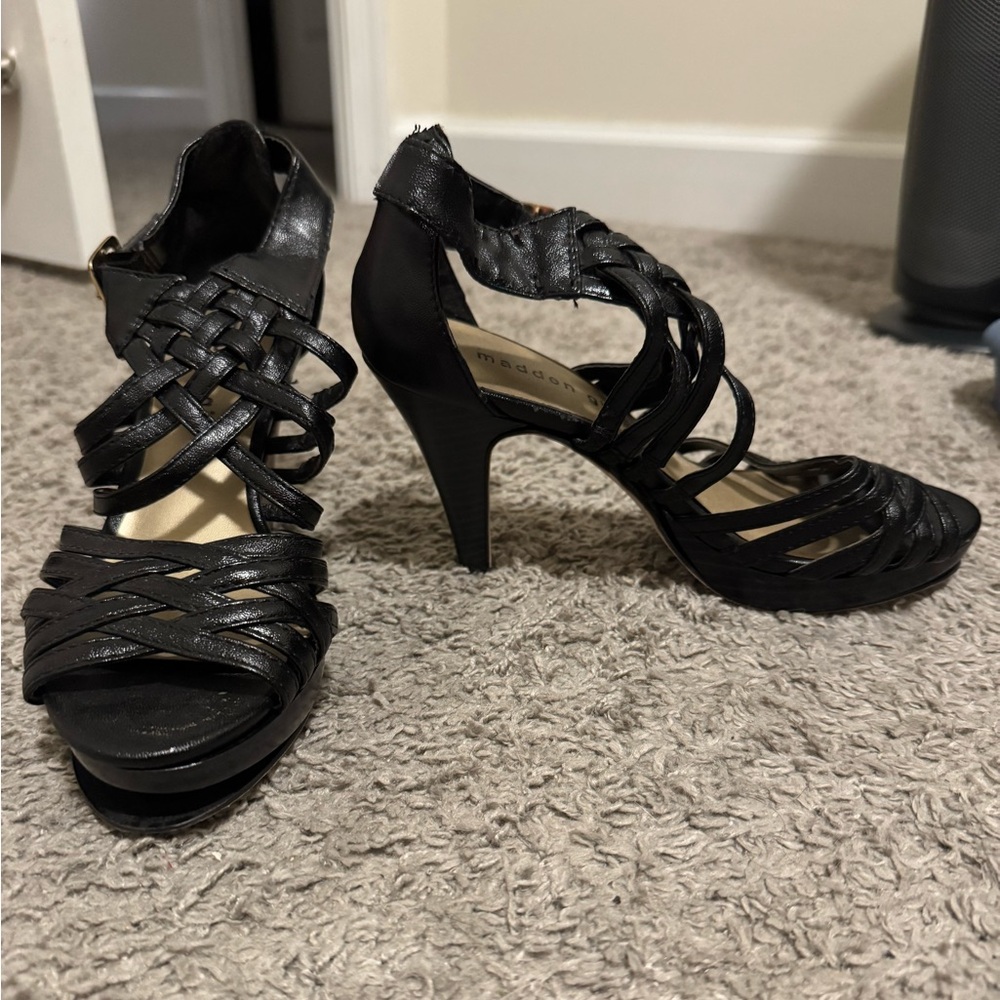 Madden Girl Black Strappy Heels